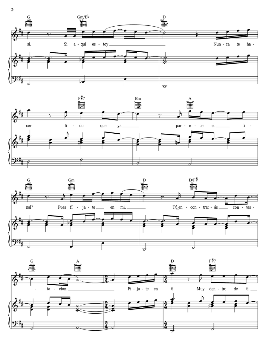 La Contestacion La Contestacion Piano, Vocal, Guitar scores gallery preview page 2