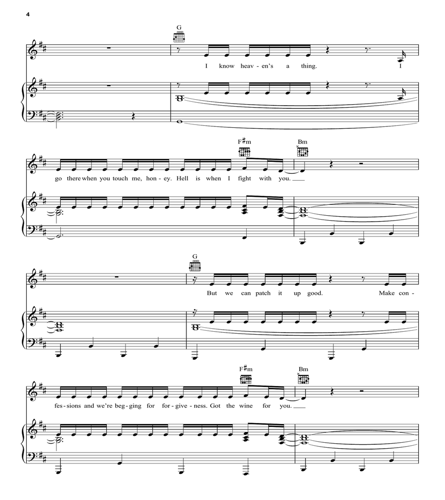 False God Piano, Vocal, Guitar scores gallery preview page 4