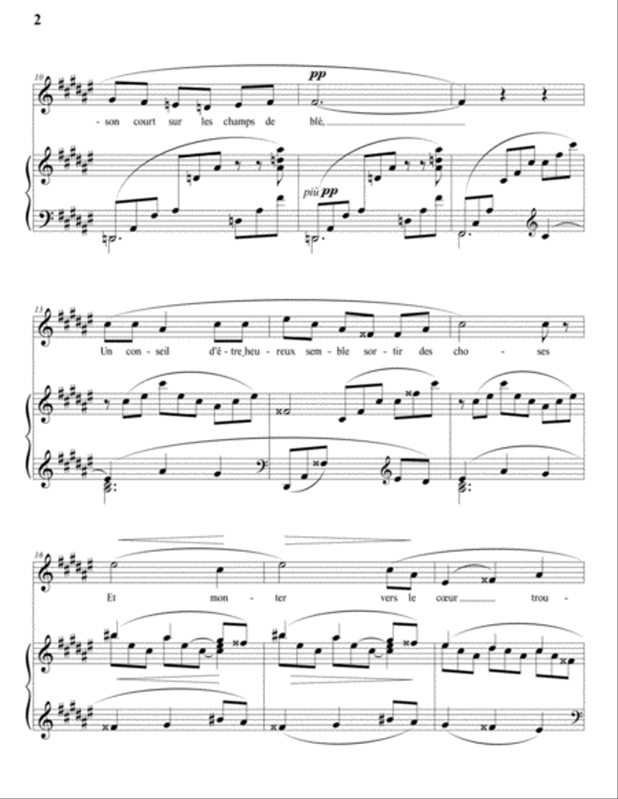 DEBUSSY: Beau soir (transposed to F-sharp major) Voice scores gallery preview page 3