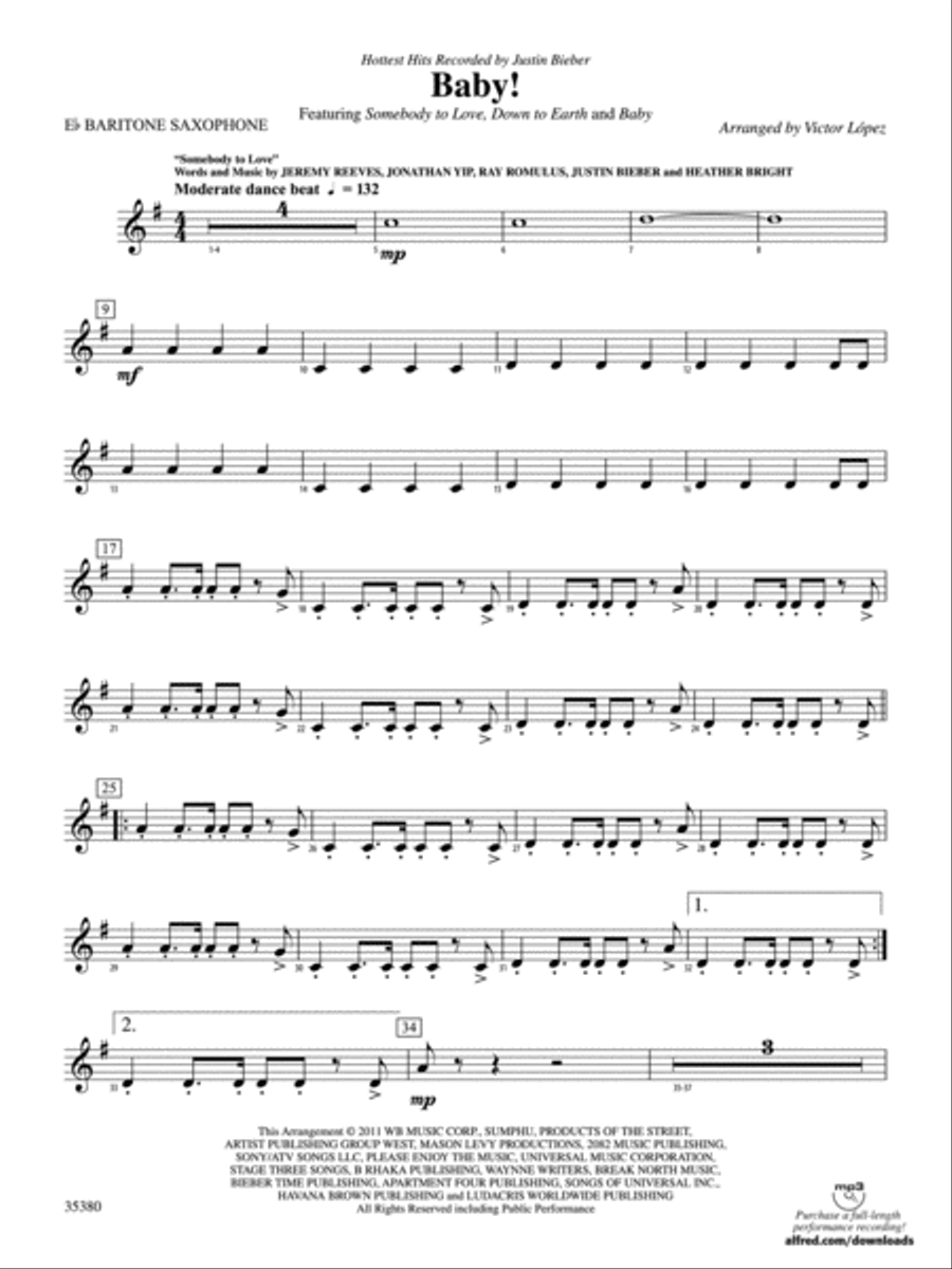 Baby!: E-flat Baritone Saxophone Concert Band scores gallery preview page 1