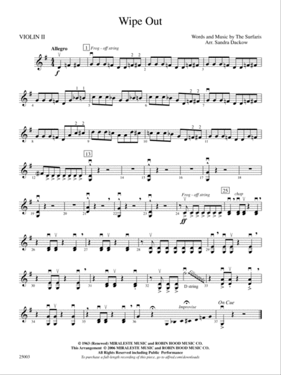 Wipe Out: 2nd Violin Wipe Out: 2nd Violin String Orchestra scores gallery preview page 1
