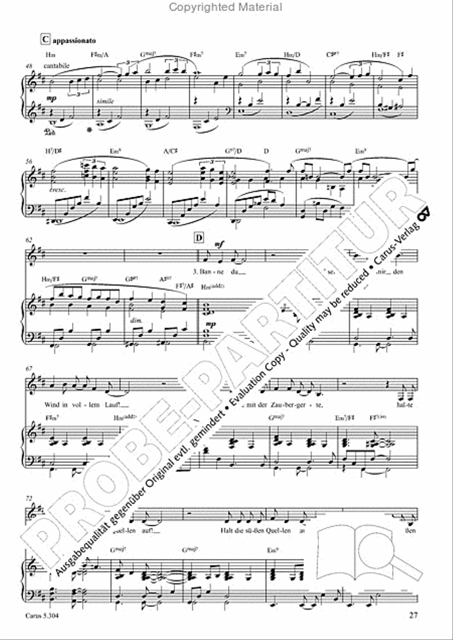 Schindler: Rosenzeit. Ein Liederzyklus uber die Liebe. Chansons fur Singstimme und Klavier Piano scores gallery preview page 28