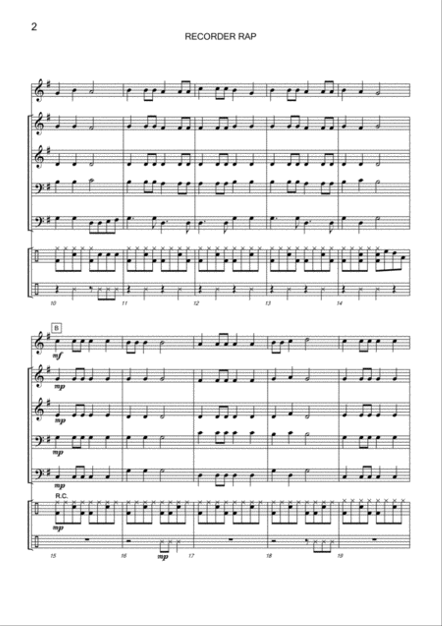 Recorder Rap Fanfare Band scores gallery preview page 4