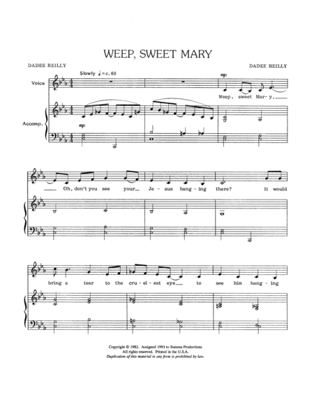 Weep, Sweet Mary