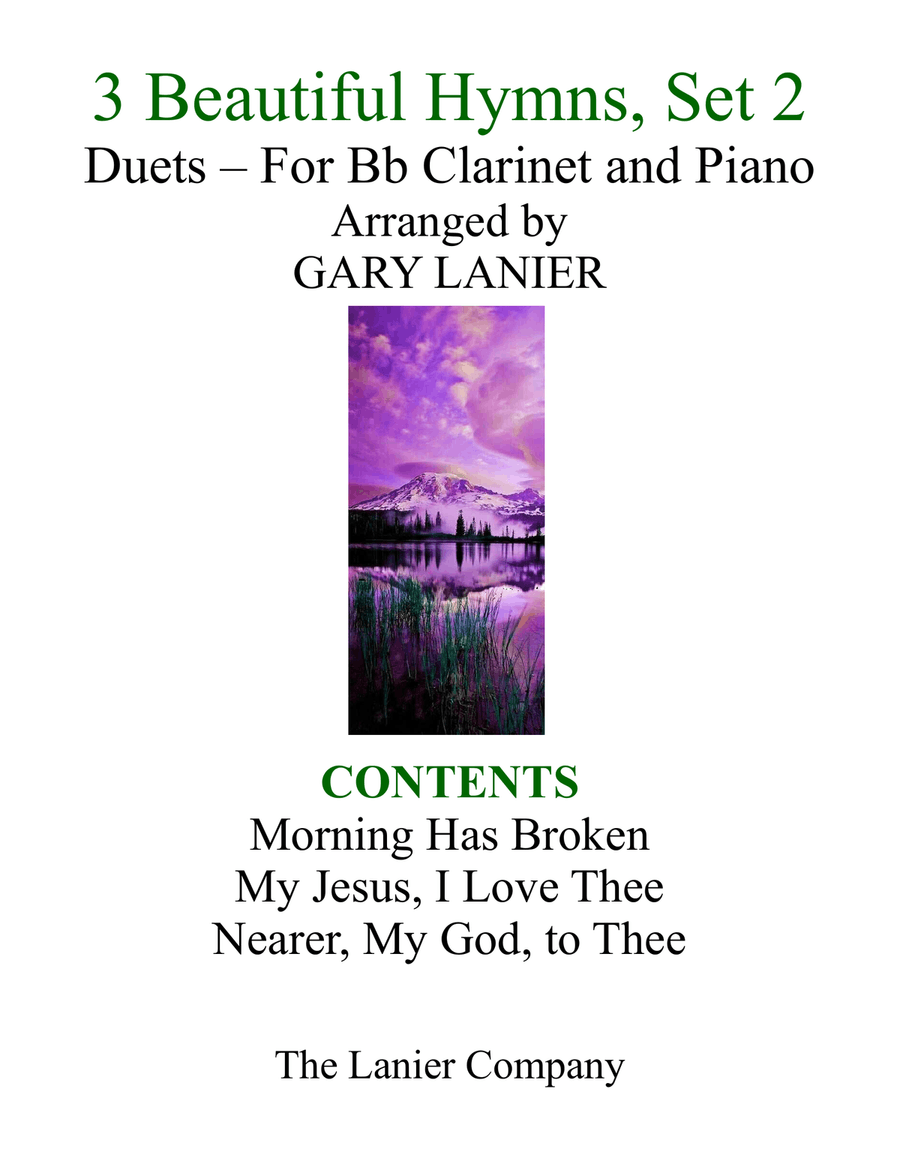 Gary Lanier: 3 BEAUTIFUL HYMNS, Set 2 (Duets for Bb Clarinet & Piano) Woodwind Duet scores gallery preview page 1