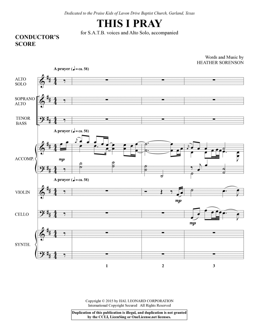 This I Pray - Full Score Choir scores gallery preview page 1