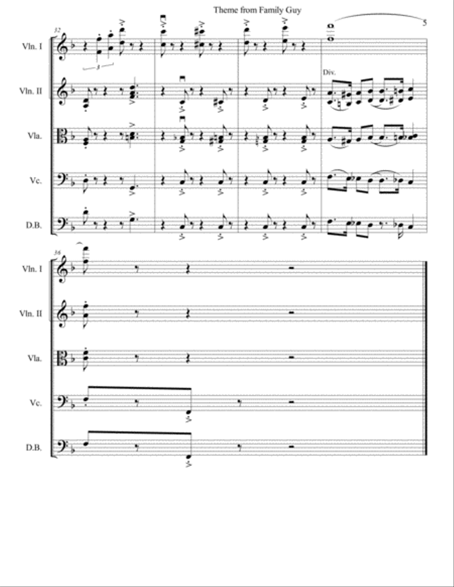 Theme From Family Guy String Orchestra scores gallery preview page 6