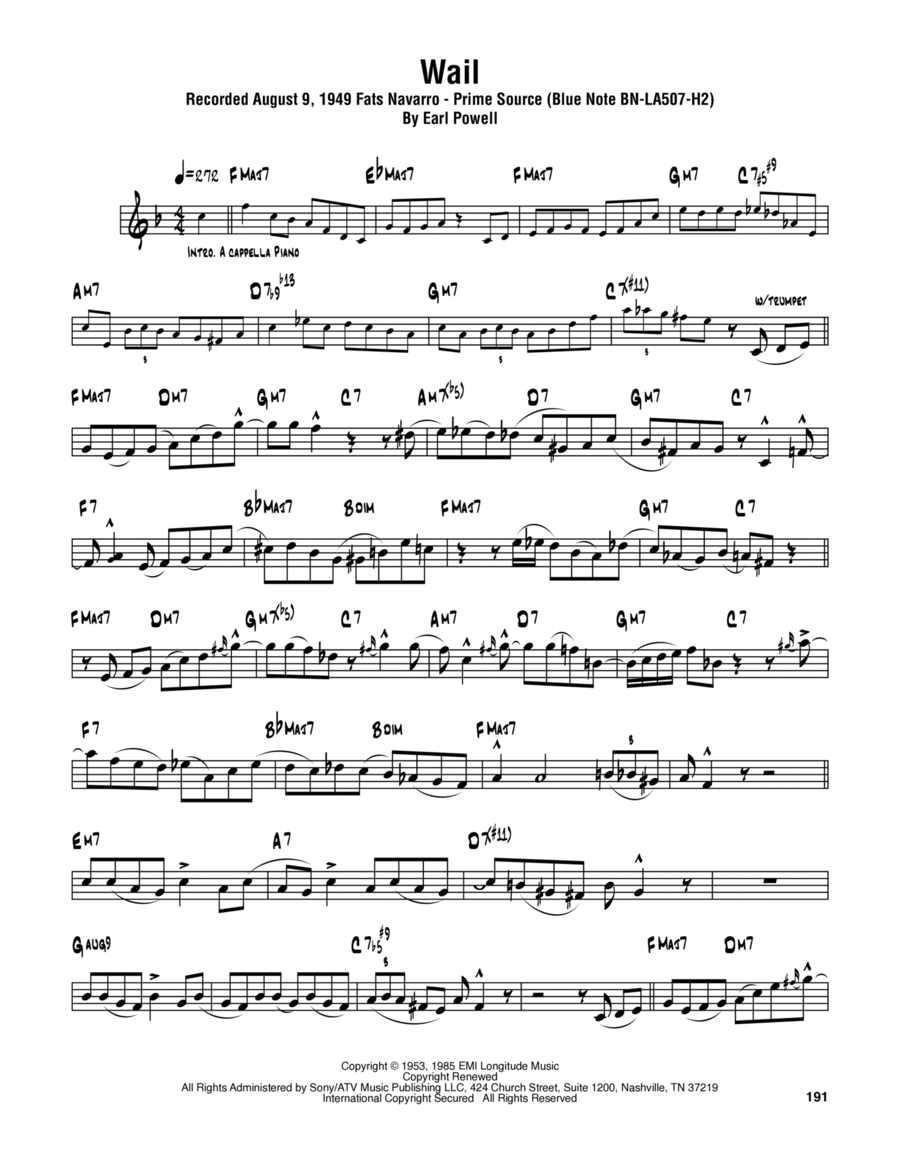 Wail Tenor Saxophone scores gallery preview page 1