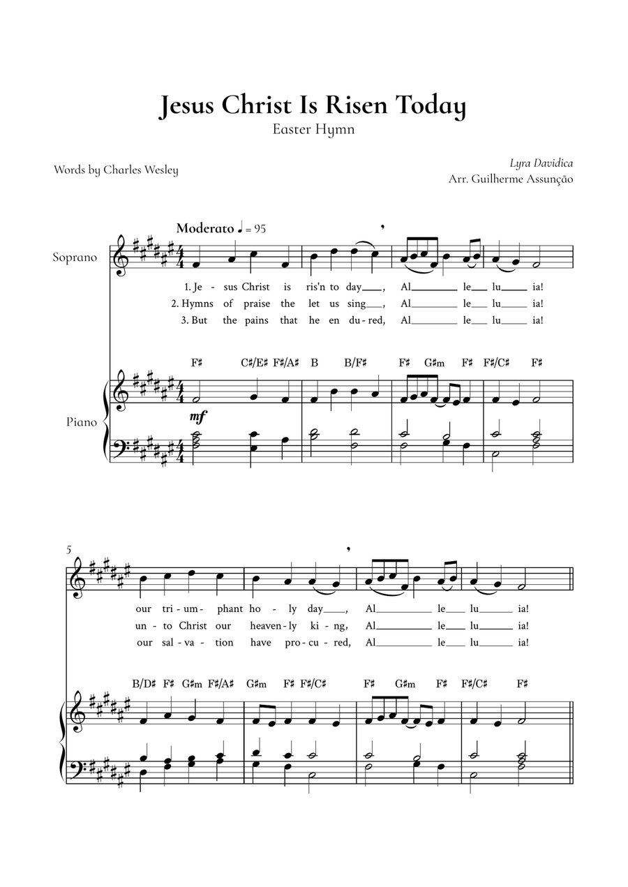 Jesus Christ is Risen Today (Soprano, Piano) - in F# Major