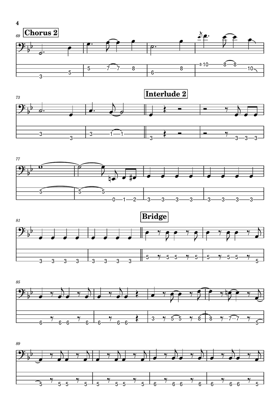 Burn Bass Guitar Tablature scores gallery preview page 4
