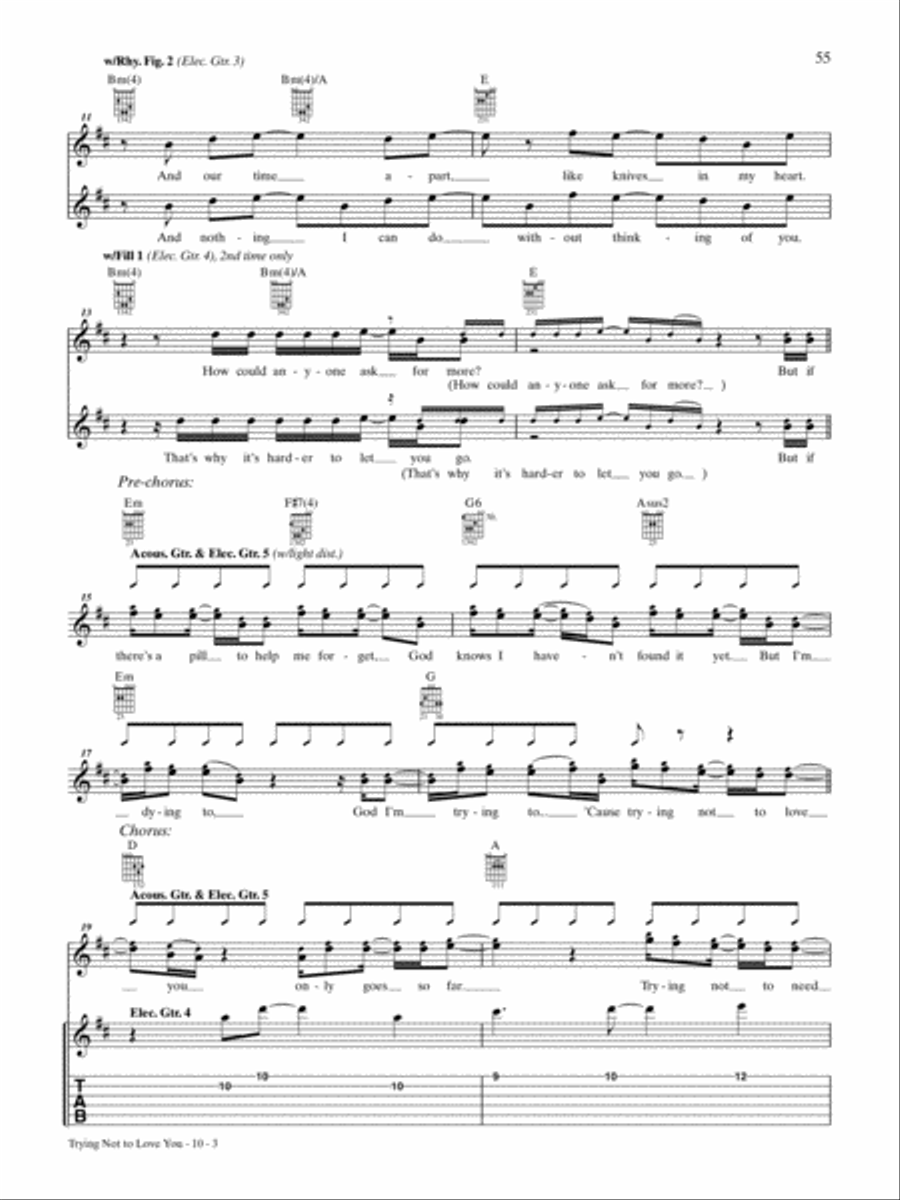 Trying Not to Love You Guitar Tablature scores gallery preview page 3