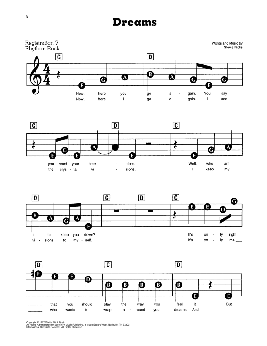 Dreams Electronic Keyboard scores gallery preview page 1