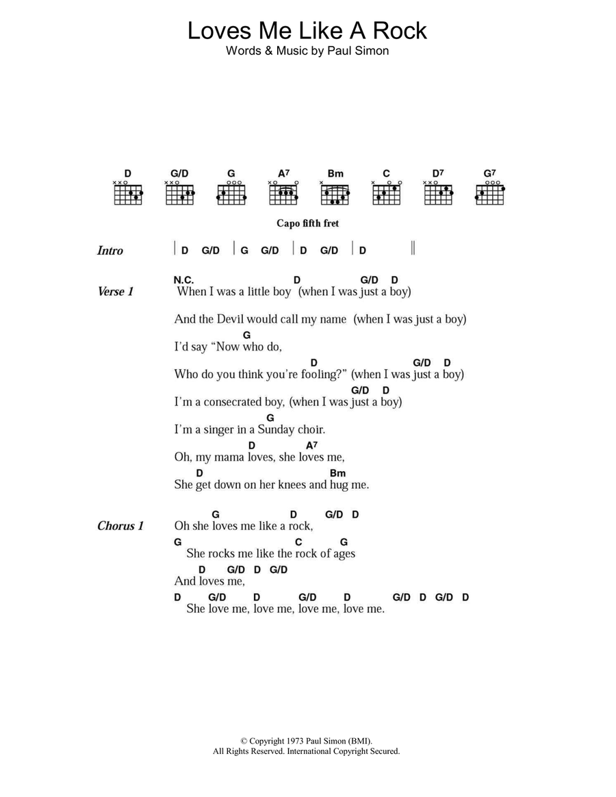 Loves Me Like A Rock Acoustic Guitar scores gallery preview page 1