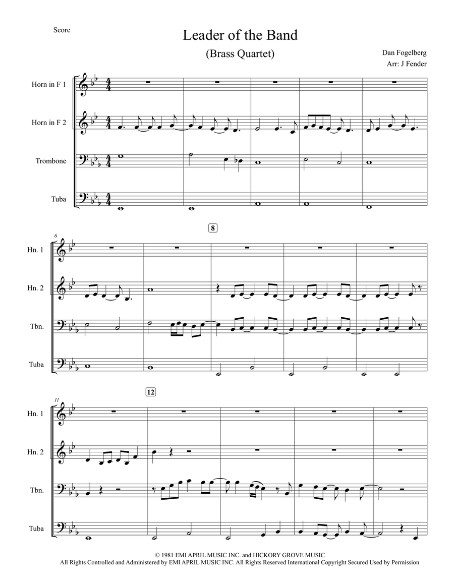 Leader Of The Band Leader Of The Band Brass Ensemble scores gallery preview page 1