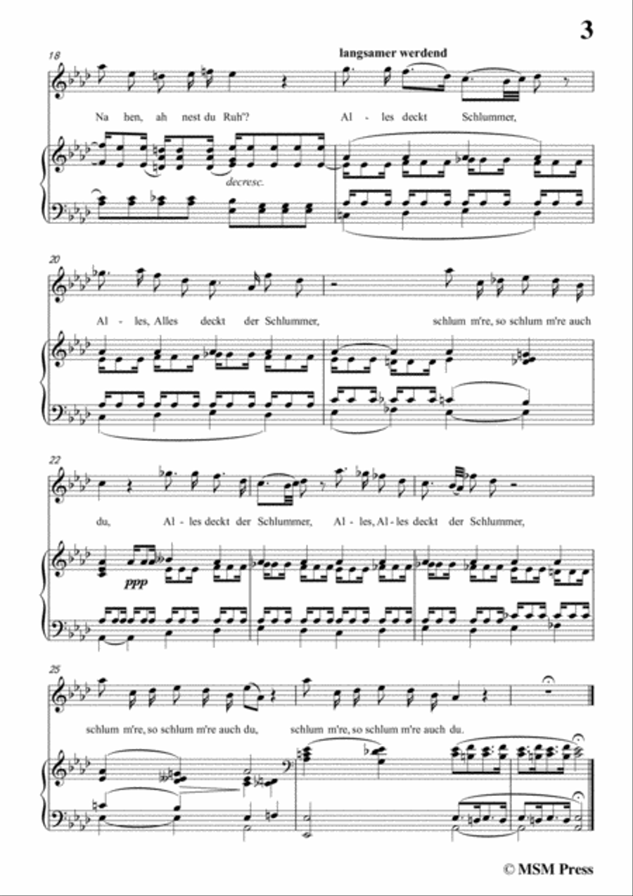 Schubert-Bertha's Lied in der Nacht(Bertha's Night Song),D.653,in A flat Major,for Voice&Piano Voice scores gallery preview page 5