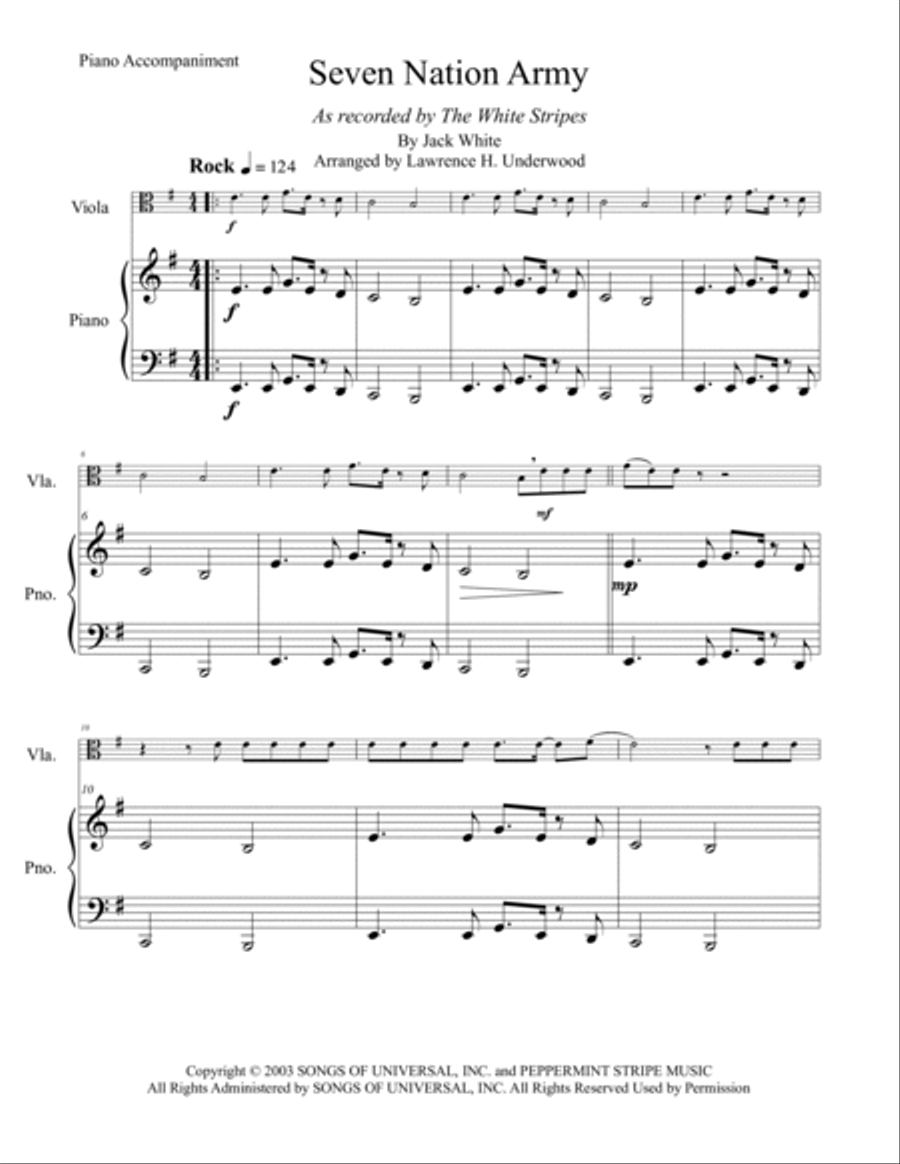 Seven Nation Army Viola scores gallery preview page 2
