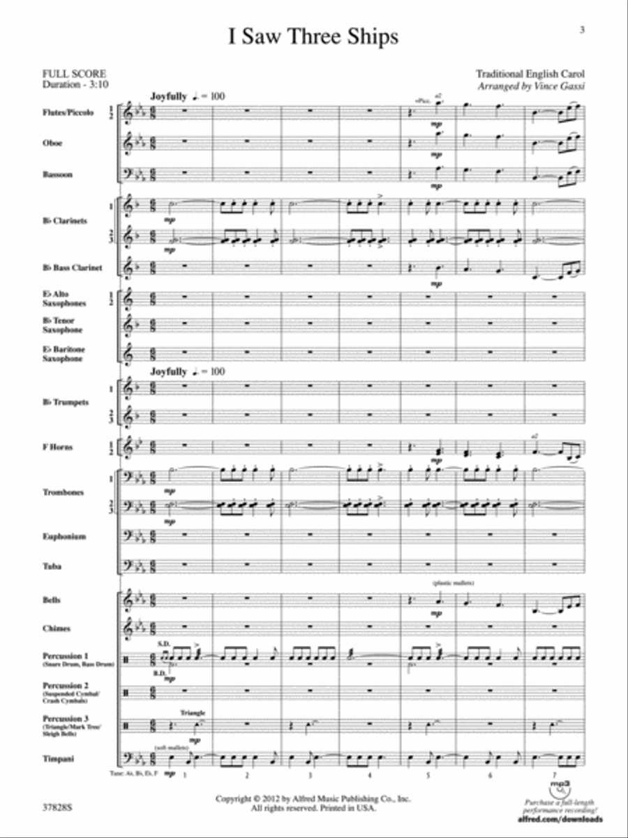I Saw Three Ships: Score Concert Band scores gallery preview page 3