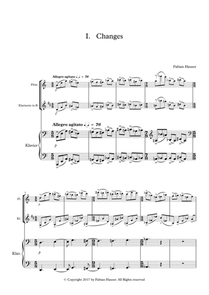 Three Scenes For Three, Trio for Flute with Bassflute, Clarinet and Piano image number null