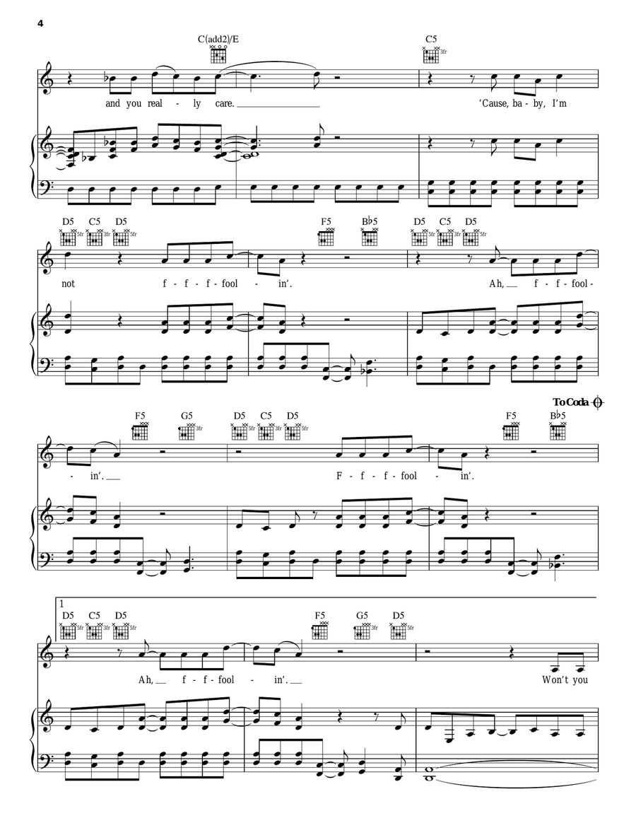 Foolin' Piano, Vocal, Guitar scores gallery preview page 4