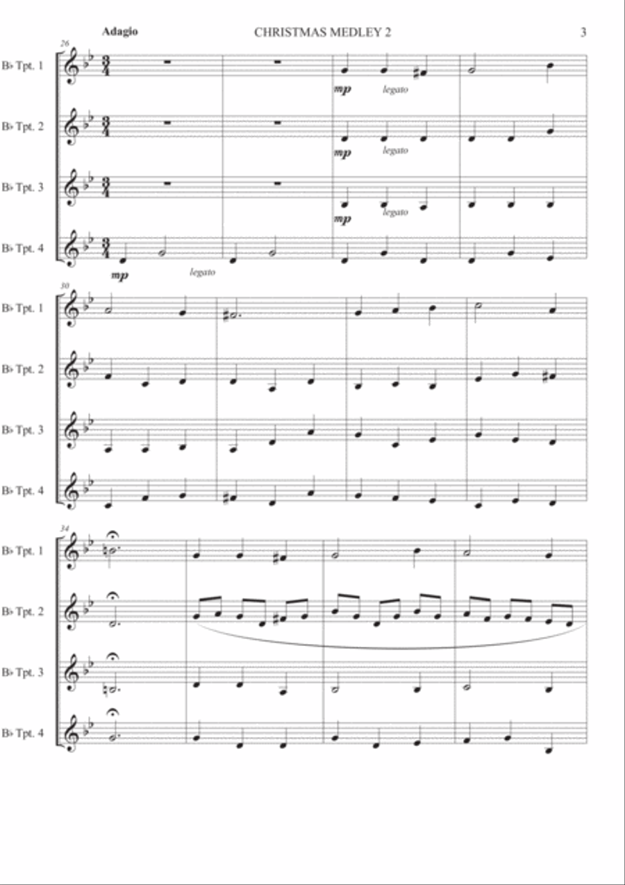 A Christmas Medley 2 - Trumpet Quartet Brass Ensemble scores gallery preview page 3