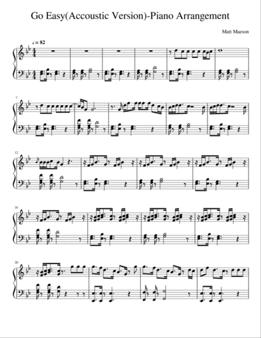 Go Easy Piano Solo scores gallery preview page 1