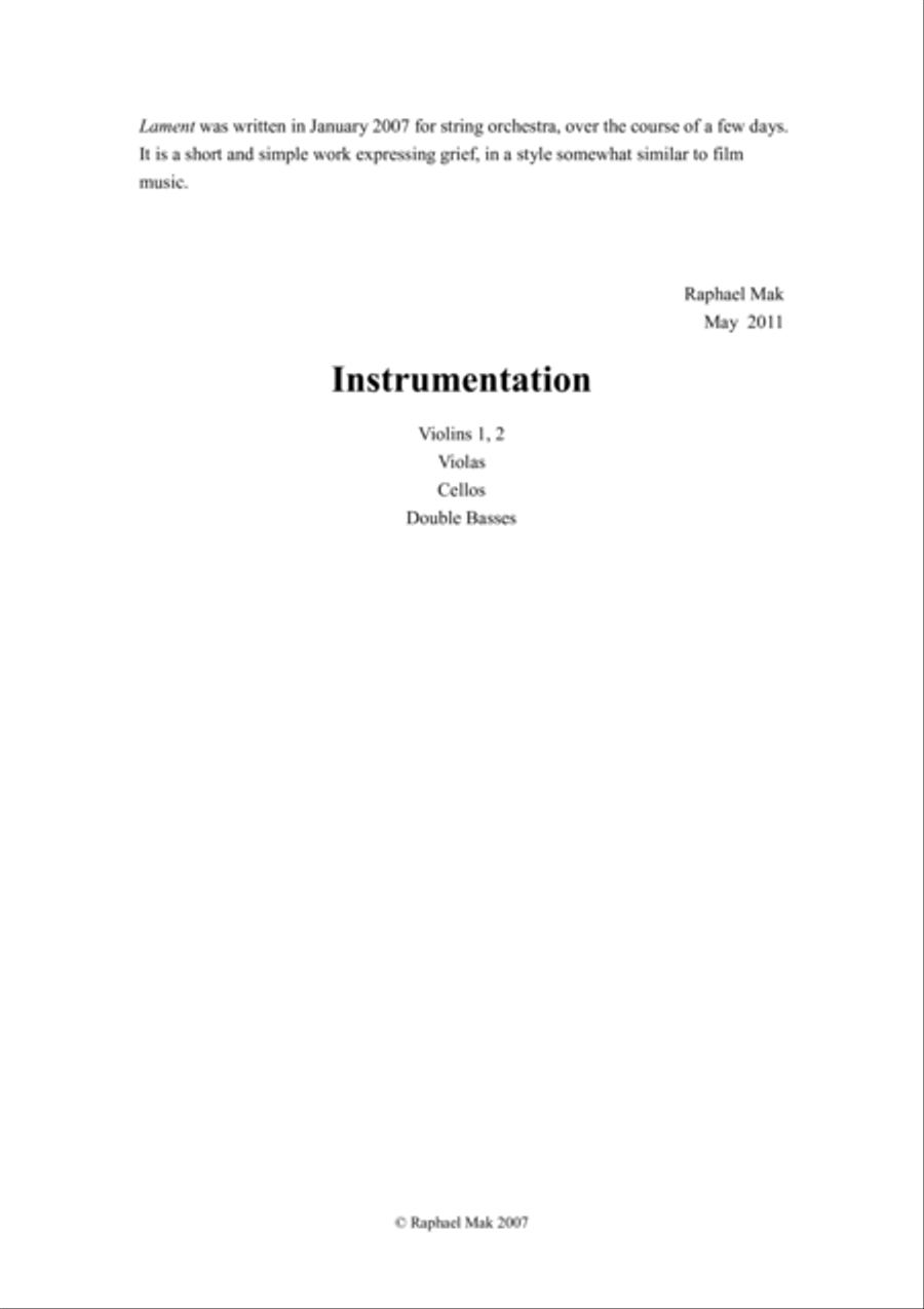 Lament, op. 4 Lament, op. 4 String Orchestra scores gallery preview page 2