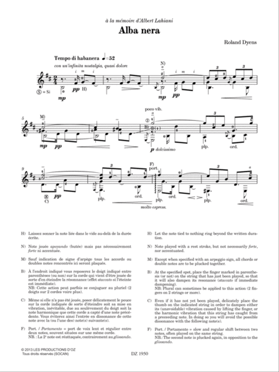 Les 100 de Roland Dyens - Alba nera Classical Guitar scores gallery preview page 2