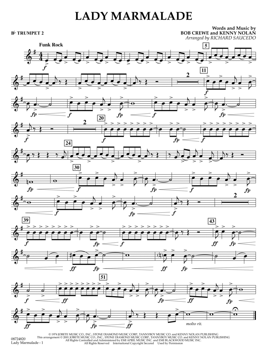 Lady Marmalade (from Moulin Rouge) (arr. Richard Saucedo) - Bb Trumpet 2