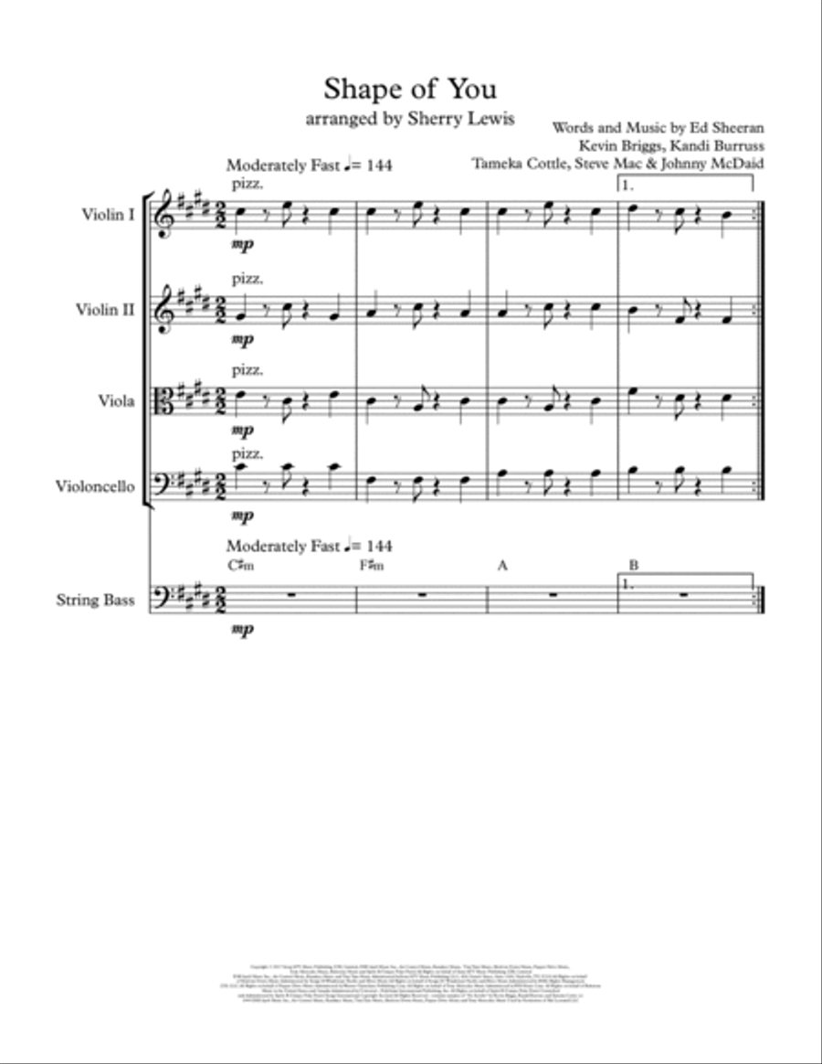 Shape Of You String Quintet scores gallery preview page 4