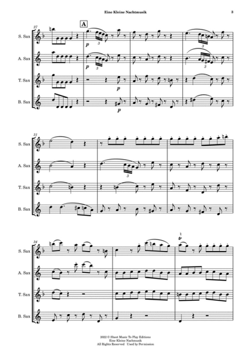 Eine Kleine Nachtmusik (1 mov.) - Saxophone Quartet (Full Score) - Score Only image number null