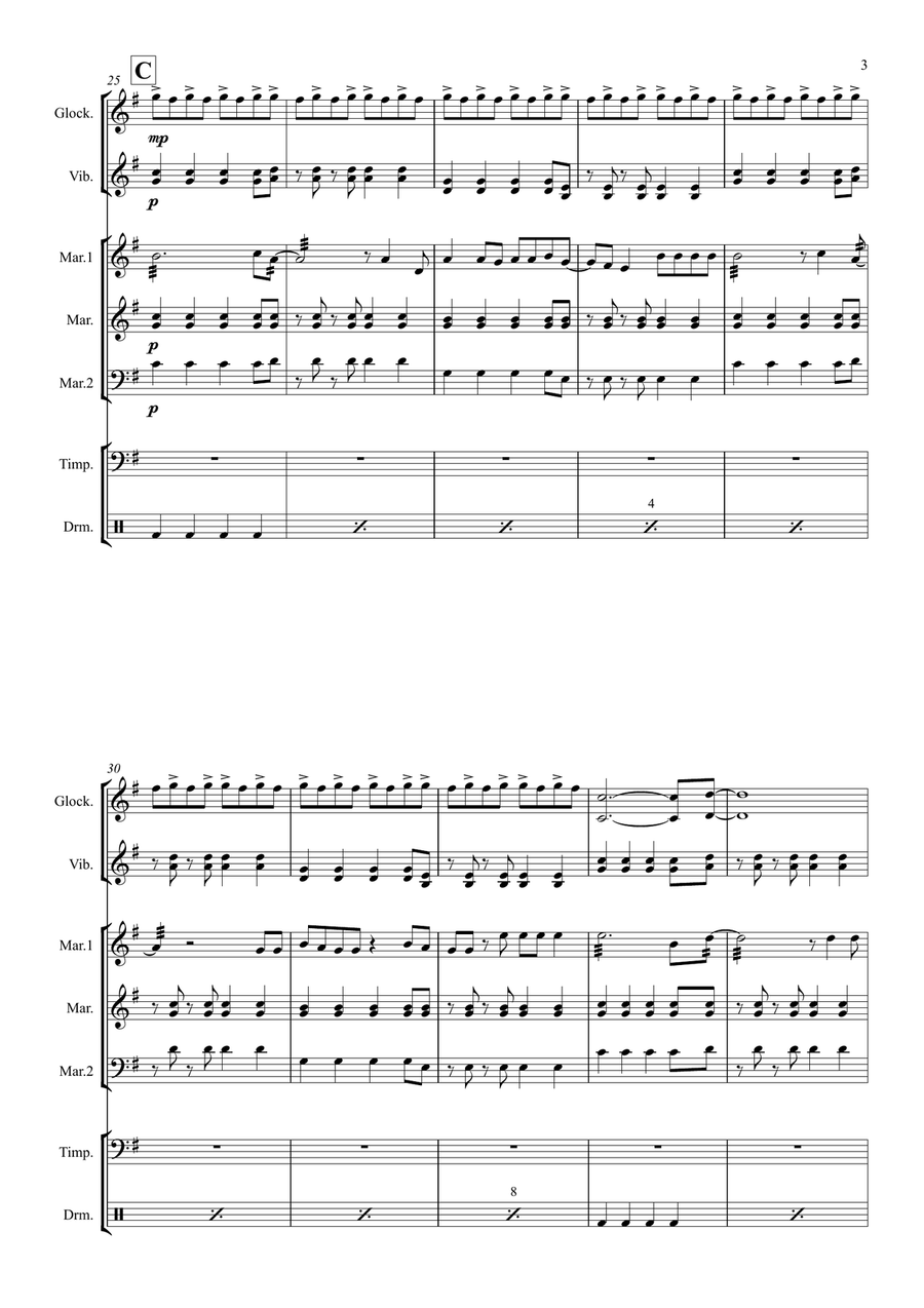 Viva La Vida Percussion Ensemble scores gallery preview page 5