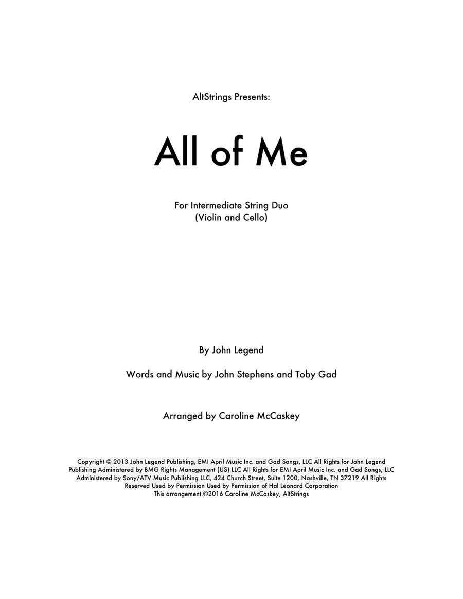 All Of Me String Duet scores gallery preview page 1