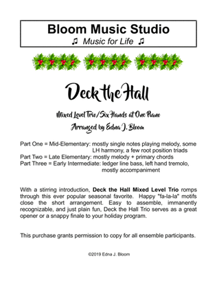 Deck the Hall (Mixed Level Piano Ensemble)