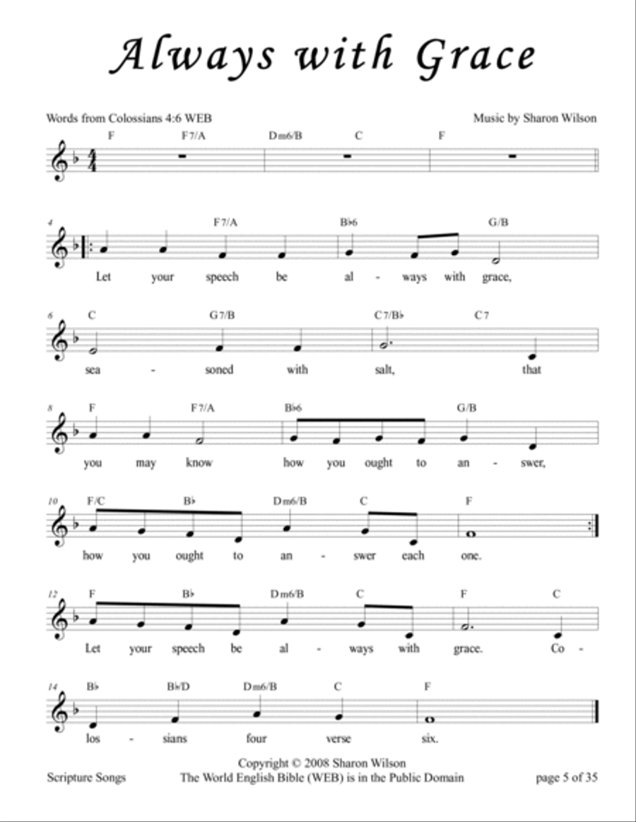 Scripture Songs (a collection of 10 Bible songs) Piano, Vocal, Guitar scores gallery preview page 5