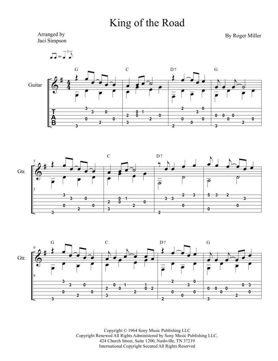 King Of The Road Electric Guitar scores gallery preview page 1