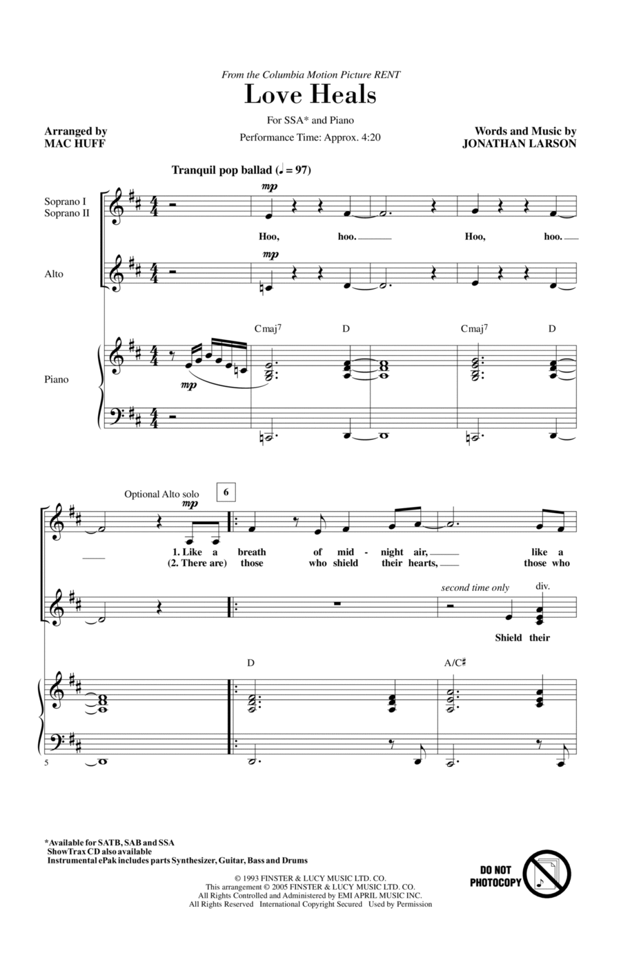 Love Heals Love Heals SSA scores gallery preview page 1