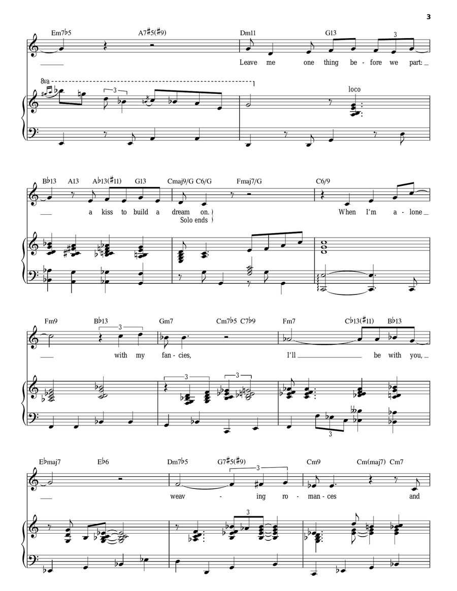 A Kiss To Build A Dream On Piano, Vocal scores gallery preview page 3