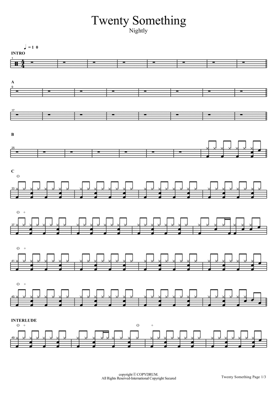 Twenty Something Twenty Something Drum Set scores gallery preview page 1