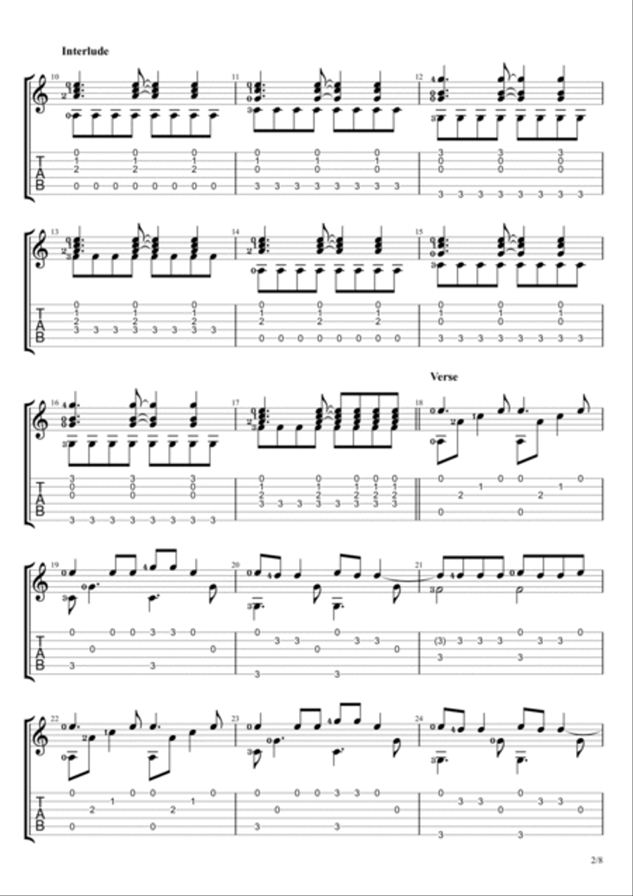 Counting Stars Guitar Solo scores gallery preview page 2