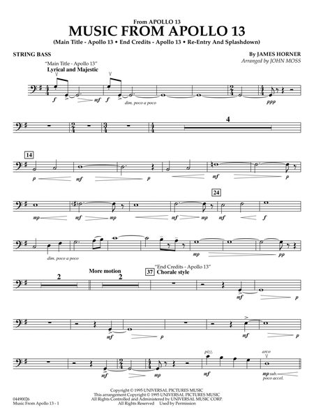 Music from Apollo 13 (arr. John Moss) - String Bass