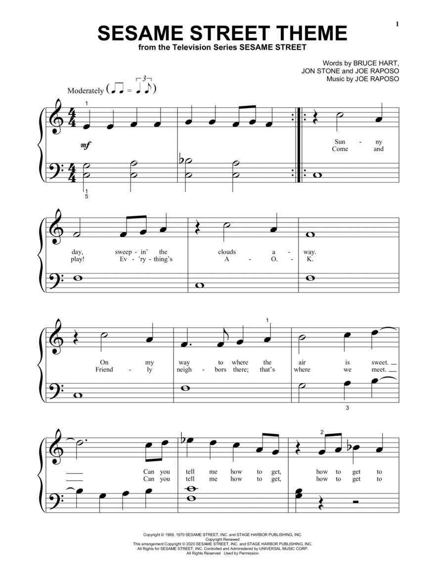 Sesame Street Theme Piano Solo scores gallery preview page 1
