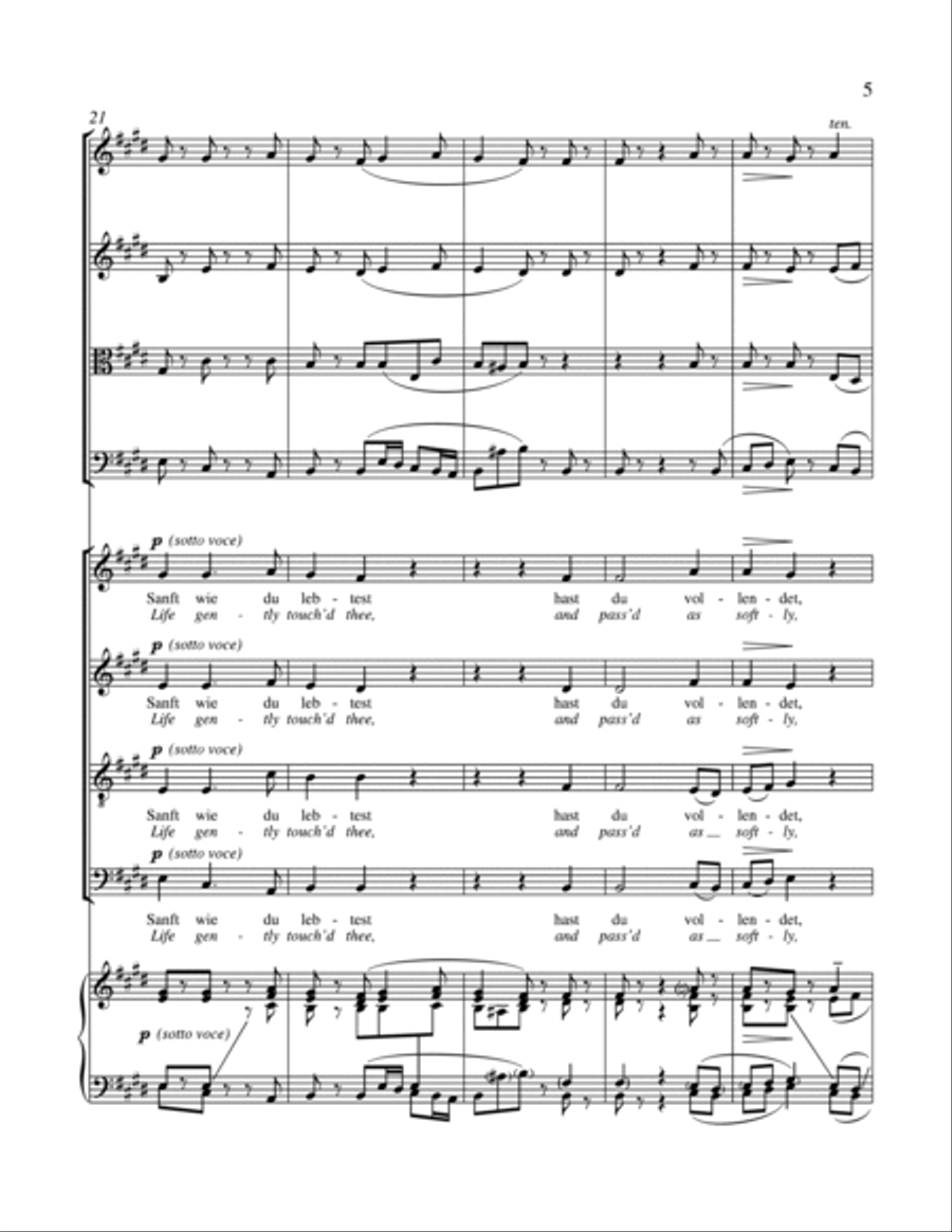 Elegy (Elegischer Gesang) 4-Part scores gallery preview page 3