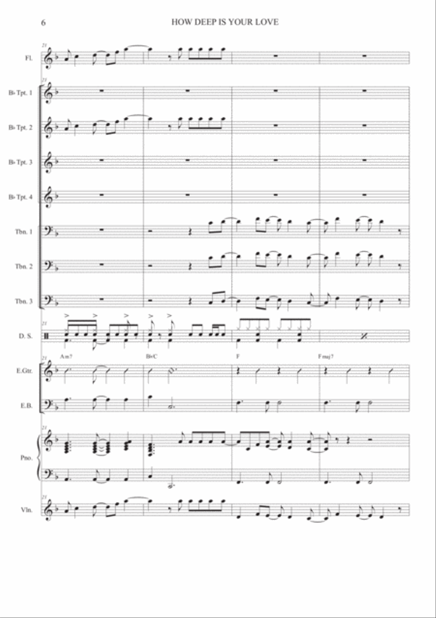How Deep Is Your Love from the Motion Picture SATURDAY NIGHT FEVER Large Ensemble scores gallery preview page 6