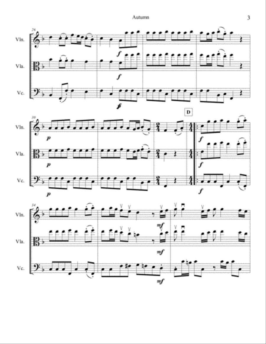 Autumn - Allegro mvt.1 TRIO (Violin, Viola /Violin2, Cello) String Trio scores gallery preview page 4