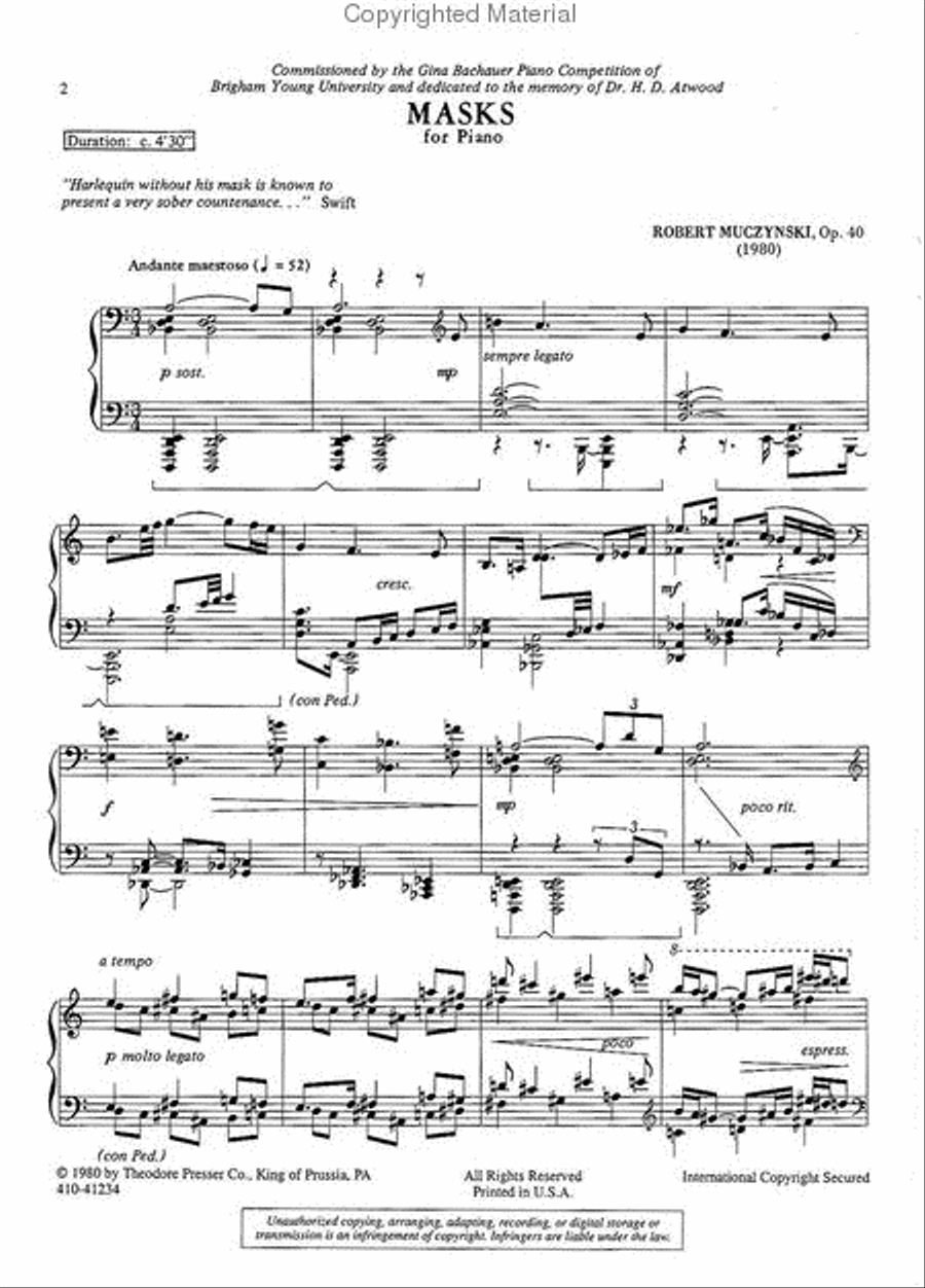 Masks, Op. 40 Chamber Music scores gallery preview page 2