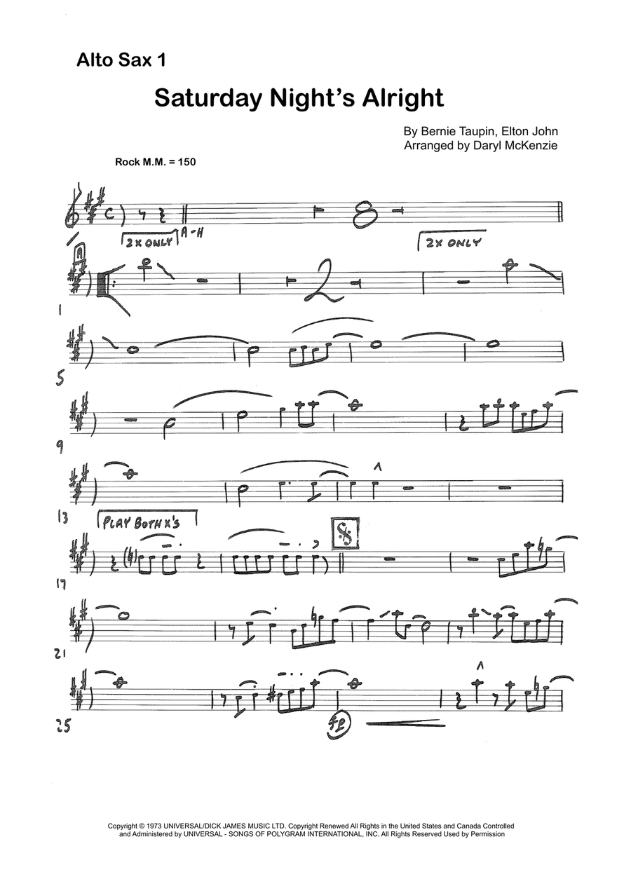 Saturday Night's Alright (for Fighting) Large Ensemble scores gallery preview page 1