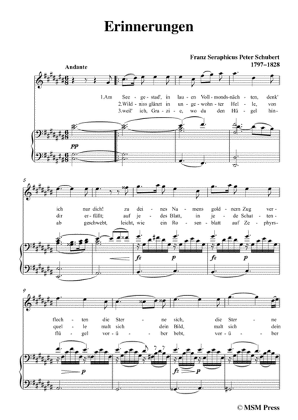 Schubert-Erinnerungen in C sharp Major,for voice and piano image number null