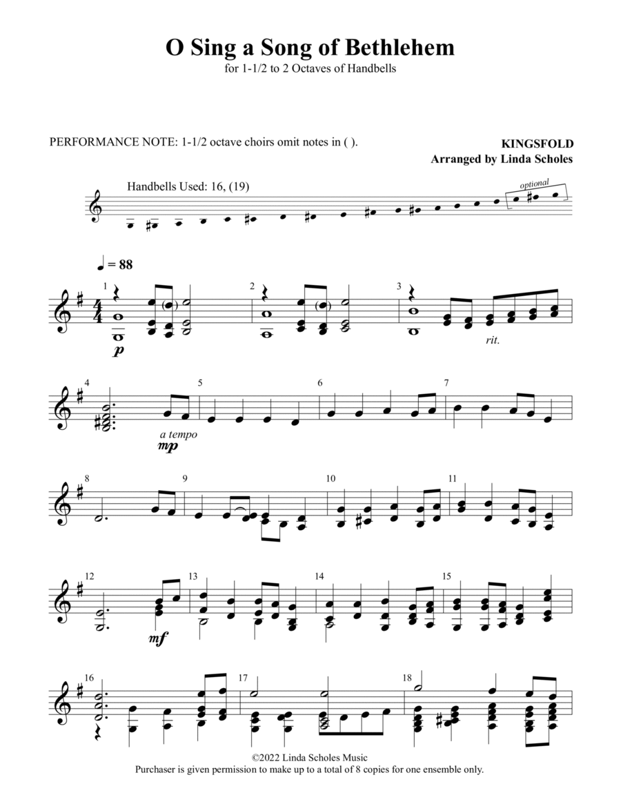 O Sing a Song of Bethlehem - Score Only by Linda Scholes Score - Digital Sheet Music