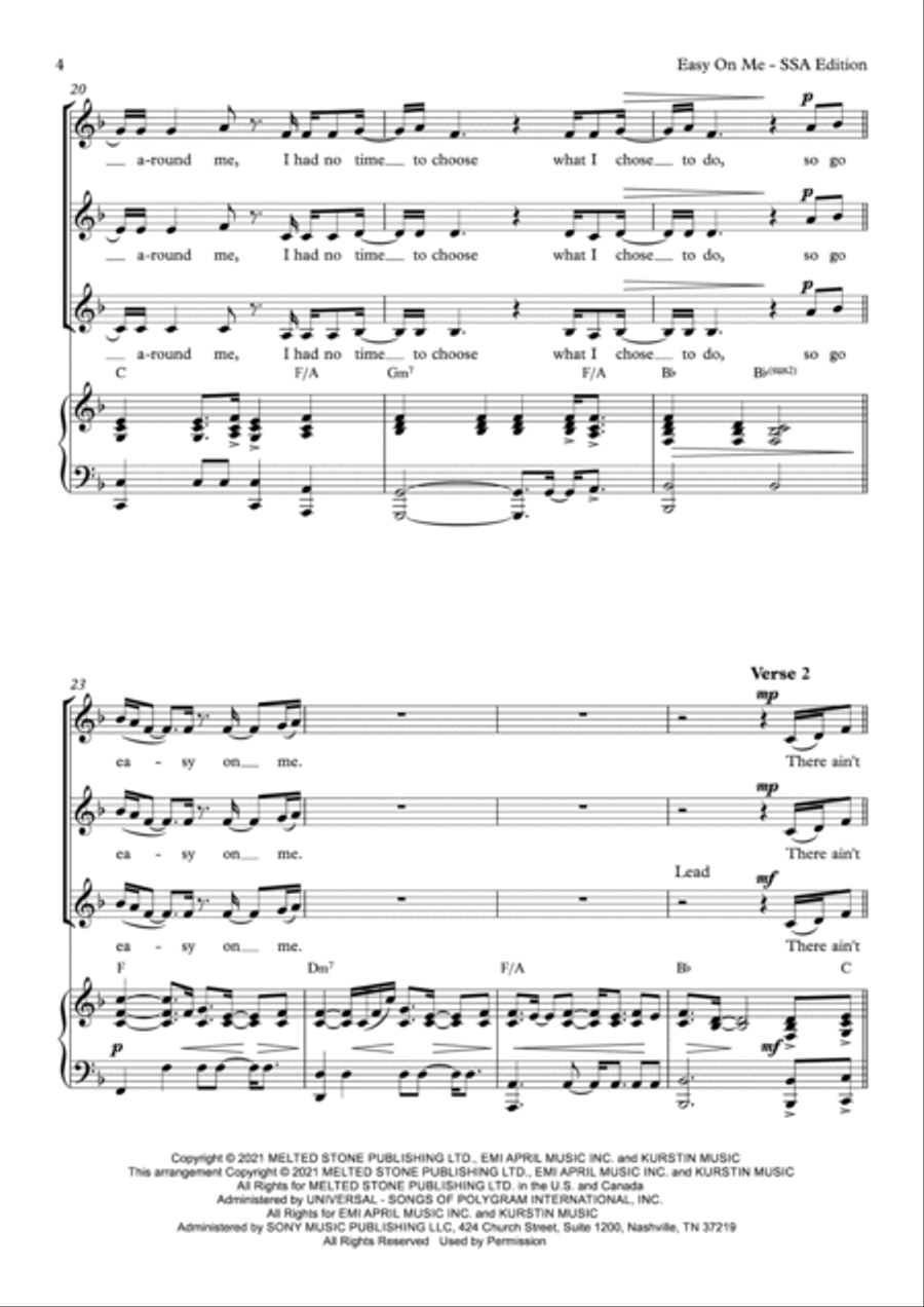 Easy On Me SSA scores gallery preview page 4
