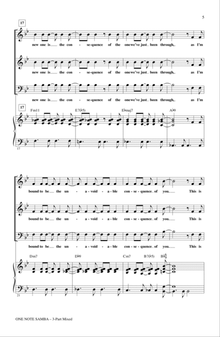 One Note Samba (Samba De Uma Nota So) 3-Part scores gallery preview page 3